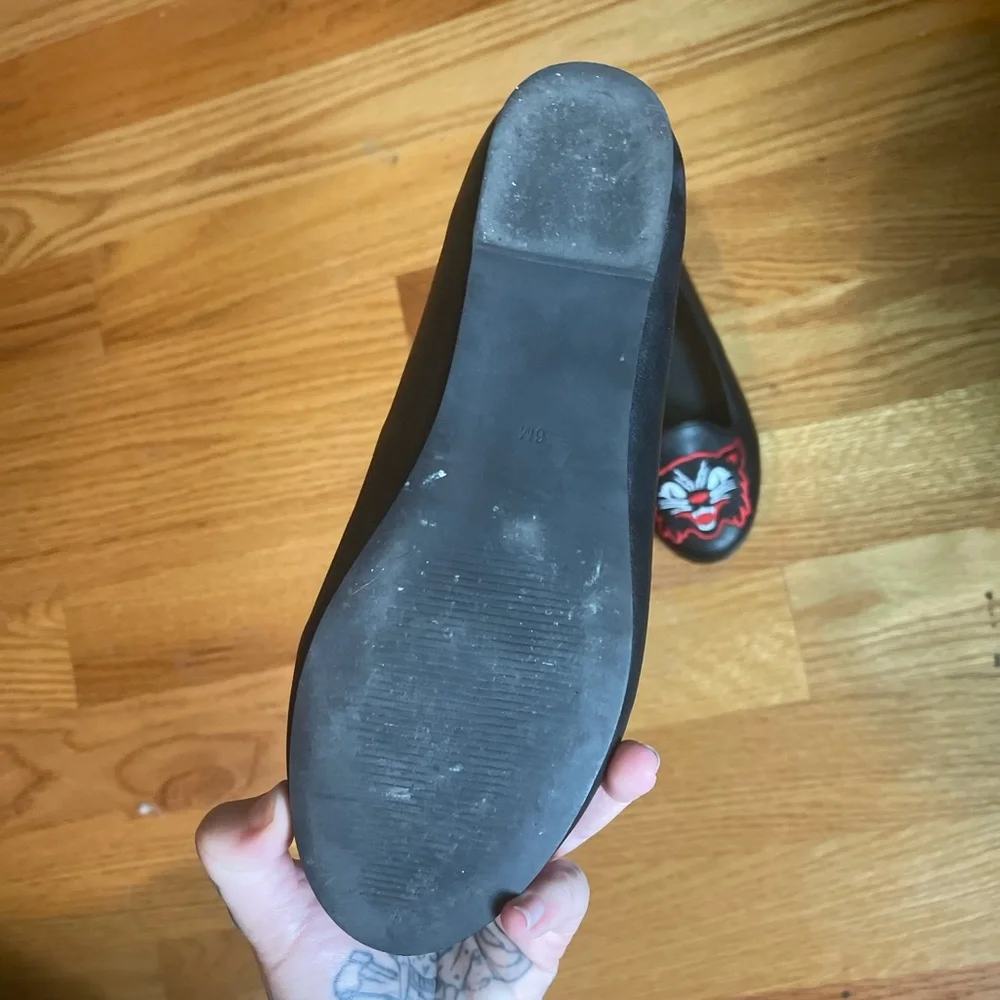 Strange Cult Goth Halloween Cat Ballet Flats StrangeCvlt - Picture 2 of 3